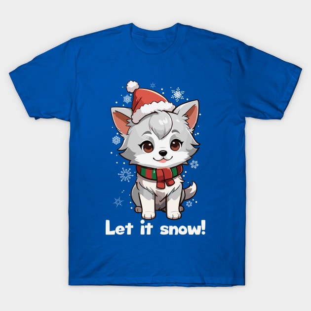 Let It Snow Christmas Puppy T-Shirt by CeeGunn